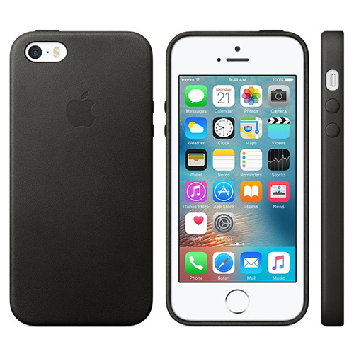 Funda - Apple, para iPhone SE, Piel, Negro